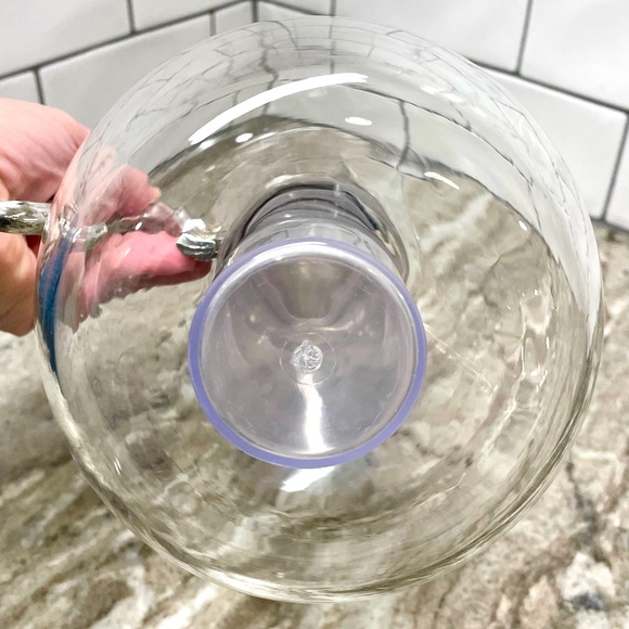 Vintage Glass and Silver Pitcher Carafe with Plastic Ice Cooling Tube Chill It - Picture 8 of 14